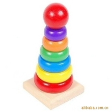 供应批发木制玩具益智玩具木多乐彩虹塔