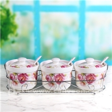 骨瓷调味罐三件套调料瓶套装厨房实用品调味盒促销礼品调料盒