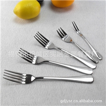 欧美定制原单餐具西餐简约刀叉勺不锈钢水果叉长柄西餐叉