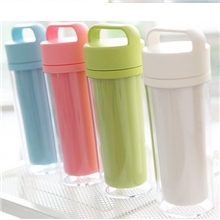 diy手提式双层便携随身杯防漏杯子塑料水杯环保杯可定制logo