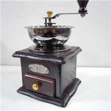 手摇咖啡磨豆机/原木咖啡色花边手摇咖啡磨豆机/咖啡豆研磨器原单