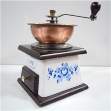 手摇咖啡磨豆机/大号陶花咖啡色铜碗咖啡磨豆机/咖啡豆研磨器