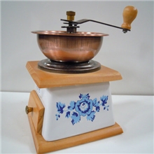 手摇咖啡磨豆机/陶花大号本色铜碗咖啡磨豆机/咖啡豆研磨器
