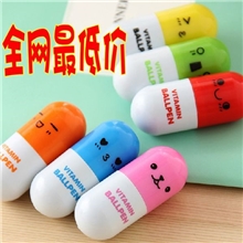 可爱表情创意药丸笔圆珠笔广告笔订制印字印LOGO