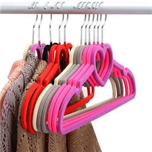 可爱心形植绒防滑衣架晾衣架(10只)