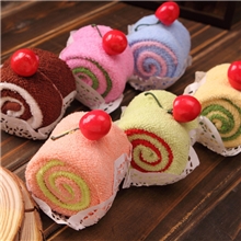 厂家直销蛋糕毛巾促销礼品樱桃花卷长7cm宽6cmGS-01