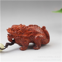 红木雕刻手工艺品小叶紫檀麒麟把件文玩/把玩礼品