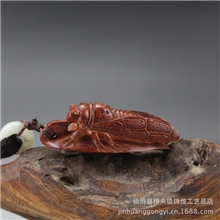 红木手把件印度小叶紫檀一夜成名手把件知了文玩木雕/木质礼品