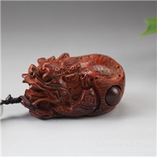精品红木雕刻手工艺品小叶紫檀龙鱼吐珠手把件文玩/把玩礼品