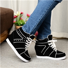 新款欧洲站女鞋舒适秋冬保暖高帮休闲加绒棉靴刘嘉玲内增高