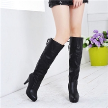 国庆一件批发秋冬新品女靴子韩版高跟防水台圆头系带高筒靴女靴