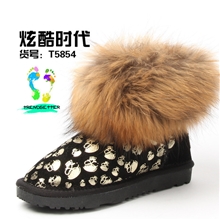 炫酷时代T5854烫金牛皮貉子毛口甜美圆头保暖女雪地棉