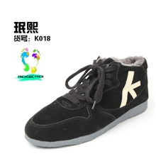 珉熙K018纯牛二层皮羊剪绒内里前系带薄底时尚休闲男式板鞋