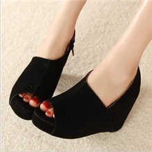 2012夏秋新款磨砂皮坡跟女鞋鱼嘴防水台厚底高跟罗马高跟女单鞋