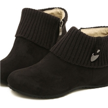 网络爆款坡跟内增高厚底短靴磨砂牛皮短靴lms85550-1