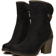 2013新品名媛韩版上脚超舒适粗高跟2穿骑士靴中筒靴hn8265