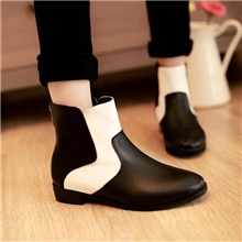 厂家批发外贸新款真皮女鞋欧美风低跟短靴拼接马丁靴春季单靴