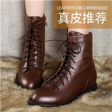 欧美真皮靴时尚新款女靴平底短靴批发冬季女鞋免费代理一件代发