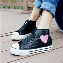 韩版高帮厚底松糕亮片帆布鞋女松糕鞋女鞋潮2013新款批发一件代发