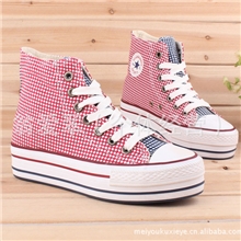 远波圆点点帆布鞋批发时尚鞋学生鞋厚底中邦休闲韩版鞋一件代发