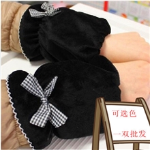 袖头批发纯色短绒蝴蝶结短袖套冬季用品羽绒服防脏袖套