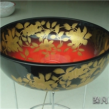 【厂家直销】景德镇陶瓷艺术台盆洗面盆台上盆洗脸盆-红黑木槿