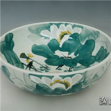 厂家直销!景德镇青花瓷艺术台盆洗面盆洗脸盆台上盆--写意荷花