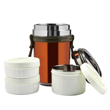真空保温优质304不锈钢保温饭盒三层真空保温饭盒保温提锅