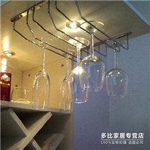 时尚电镀不锈钢吊酒杯架单双三排倒挂悬挂高脚红酒杯架