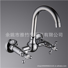 入墙式双把厨房龙头十字手柄菜盆水槽冷热水龙头-葫芦菜盆