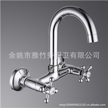 厨房水龙头入墙式菜盆水槽冷热水十字双把水龙头
