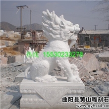厂家直销-曲阳石雕汉白玉麒麟雕塑现代石麒麟