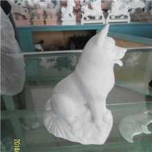 厂家直销晚霞红手工精美雕刻创意汉白玉石材狗路障石