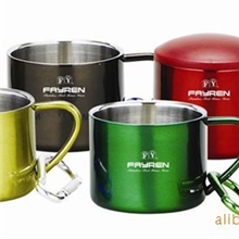 新款、可定制精美双层不锈钢咖啡杯，带手柄的保温咖啡杯，小口