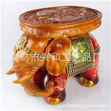 高档欧式宫廷树脂摆件双鱼面大象换鞋凳家居招财摆饰XH228红色