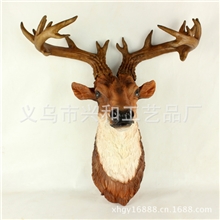 工艺品背景墙挂饰树脂羊头壁挂摆件酒店客房装饰品XH360枣红