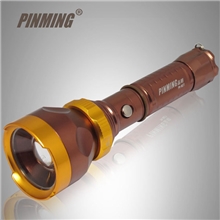 新款强光旋转变焦调光LED手电筒附救生锤充电铝合金Q5强光手电筒