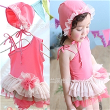 2013最新款韩国可爱斜肩连体女童泳衣宝宝泳装婴儿游泳衣可选码