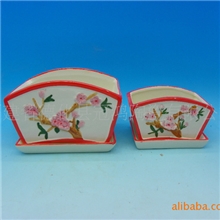 白云土彩绘陶瓷花盆容器