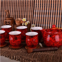 茶具批发提供瓷质细腻色泽光亮7头双层兰花引路茶具套装