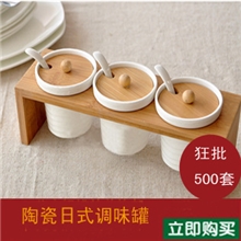 特价！原价35元！纯白日式圆形陶瓷厨房调味盒、调料瓶现货混批