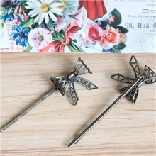 古典宫廷复古发饰铜镀青古蝴蝶结发夹(06191)