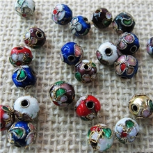 手工diy饰品串珠材料老货厂家批发格子铺货源8mm花丝景泰蓝珠子