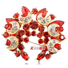 奢华满钻宝石k12伊泰莲娜奥地利水晶星月童话紫花环胸针