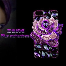 厂家生产蓝色妖姬iphone5G手机套苹果手机保护皮套水钻手机壳