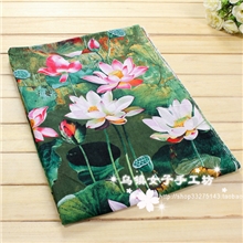 纺织棉麻布艺荷花田园风格女装面料中国风棉麻装饰布料靠垫新品