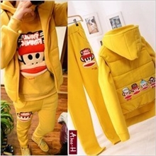 6243#韩版可爱猴卫衣三件套加厚秋冬休闲女装外套运动套装女