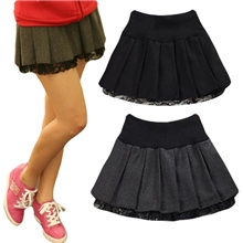 13秋季新品毛呢蕾丝边百褶裙时尚女士裙装打底裤便宜批发