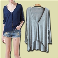 夏季新款莫代尔不规则下摆开衫空调衫女装打底衫开衫批发