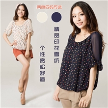2013夏装新款韩版雪纺上衣女装宽松大码印花短袖雪纺衫特价胖MM衫